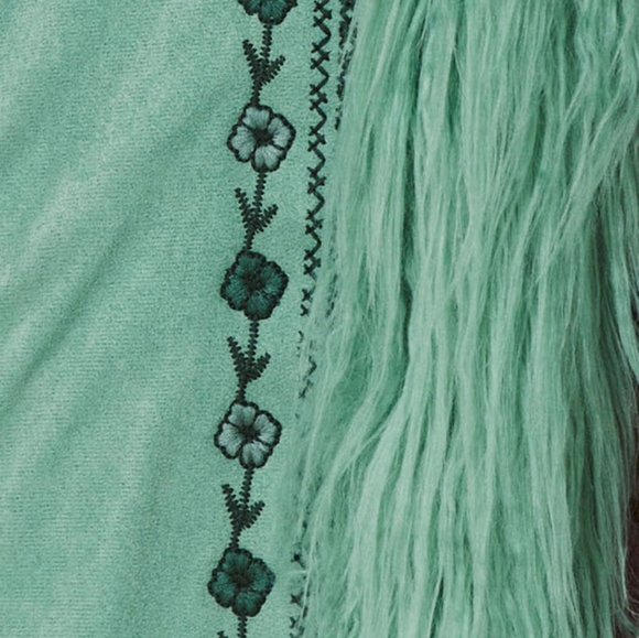 New Spell Designs Joplin Jacket Teal Penny Lane Trench Coat Faux Fur S Emerald - Picture 9 of 17